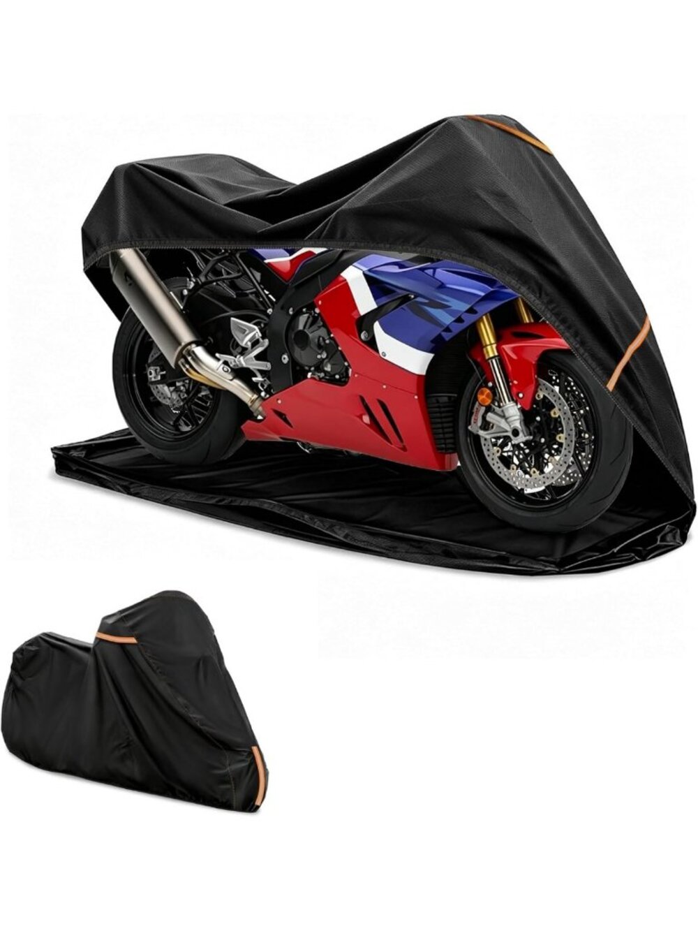 Waterproof Heavy Duty Motorcycle Cover, 900D Outdoor/Indoor, Fits Most Bikes
